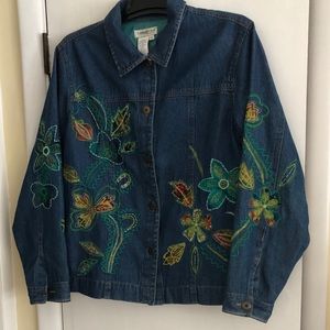 Coldwater Creek Embroidered Jean Jacket